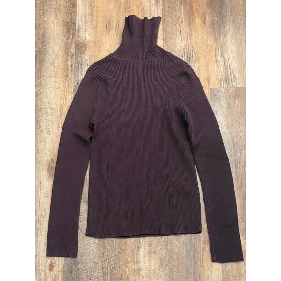 United States Sweaters Med chocolate brown ribbed turtle neck 100% Cotton - Picture 2 of 8